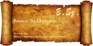 Bencz Szilviusz névjegykártya